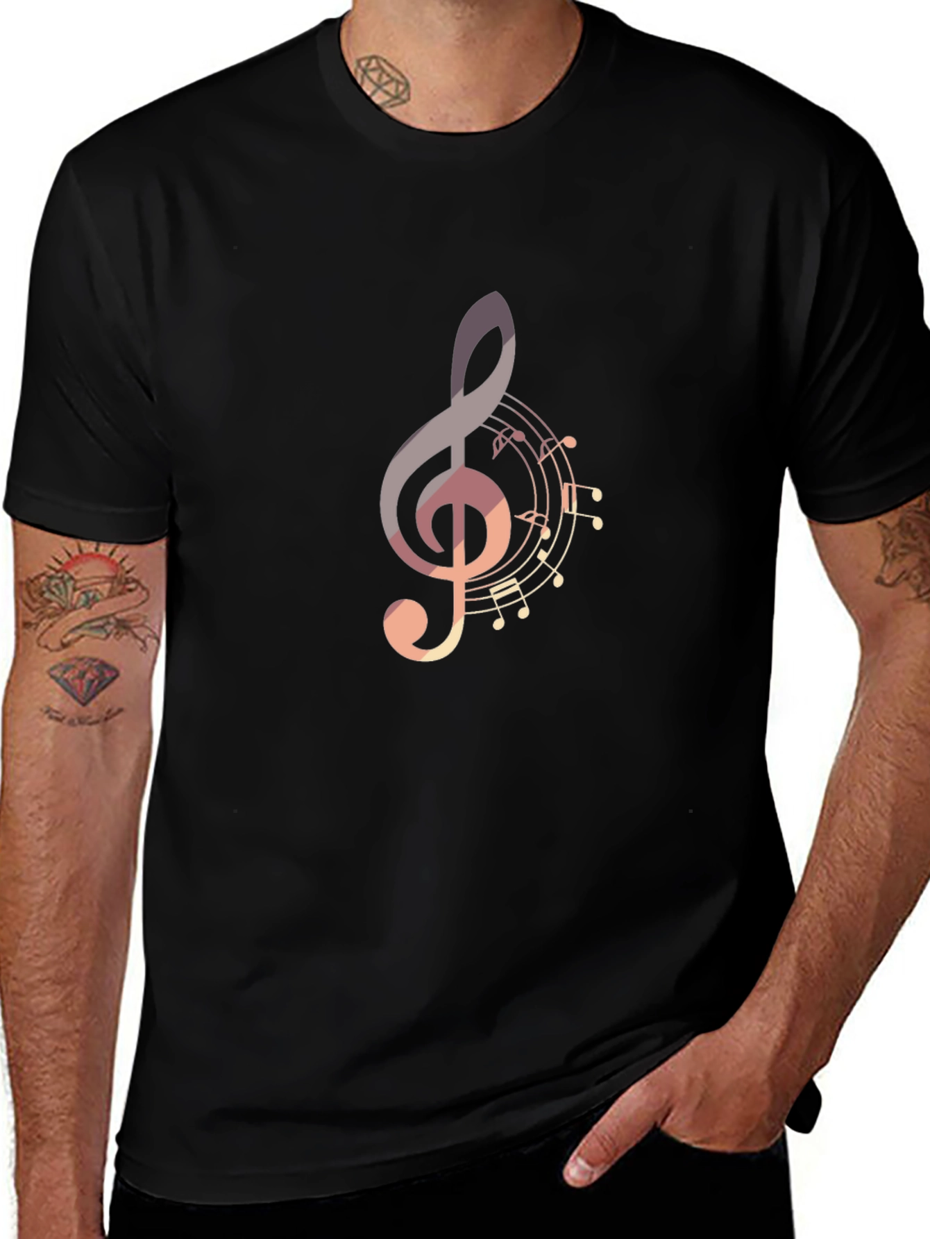 Musical Note Graphic Tee - Stylish Black T-Shirt