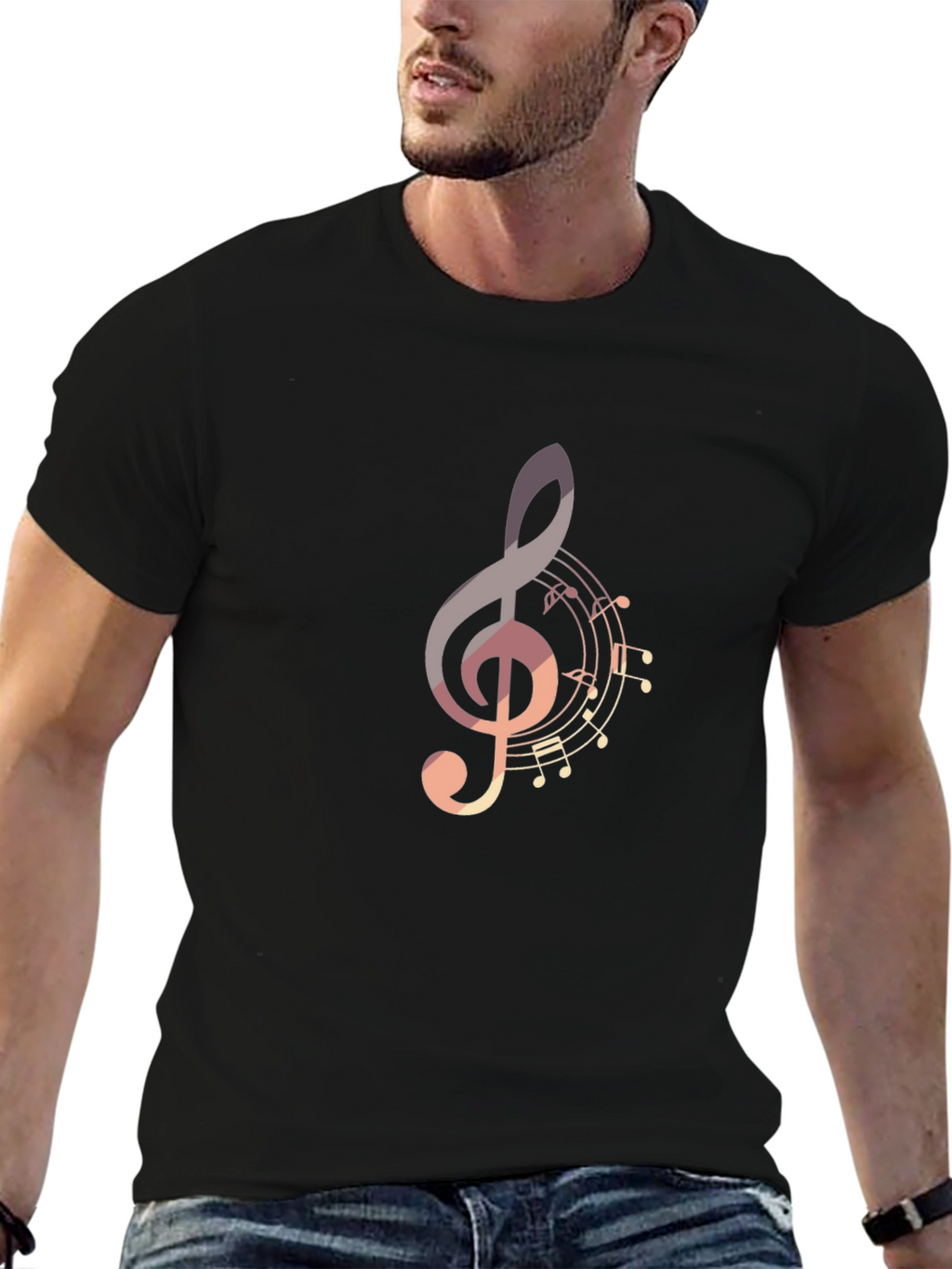 Musical Note Graphic Tee - Stylish Black T-Shirt