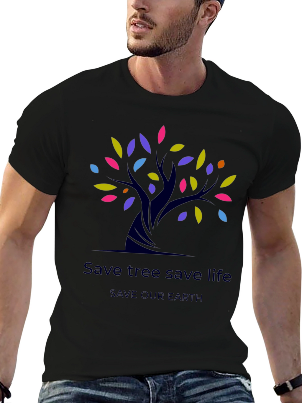 Eco-Friendly Save Tree Save Life Black T-Shirt