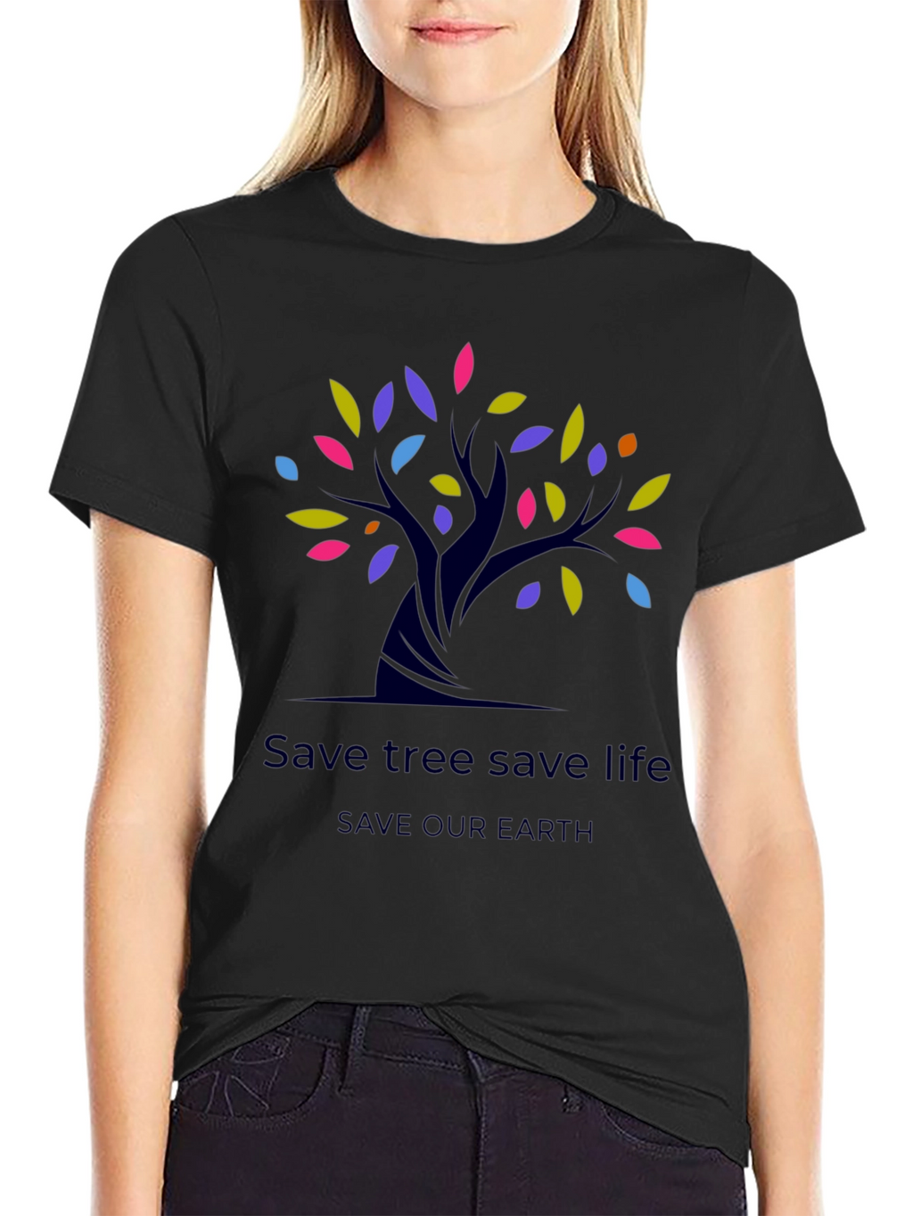 Eco-Friendly Save Tree Save Life Black T-Shirt