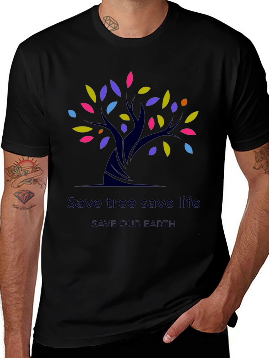 Eco-Friendly Save Tree Save Life Black T-Shirt