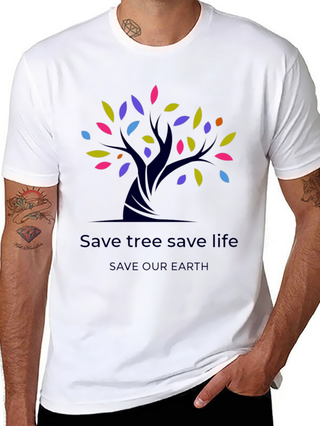 Eco-Friendly Save Tree Save Life Black T-Shirt