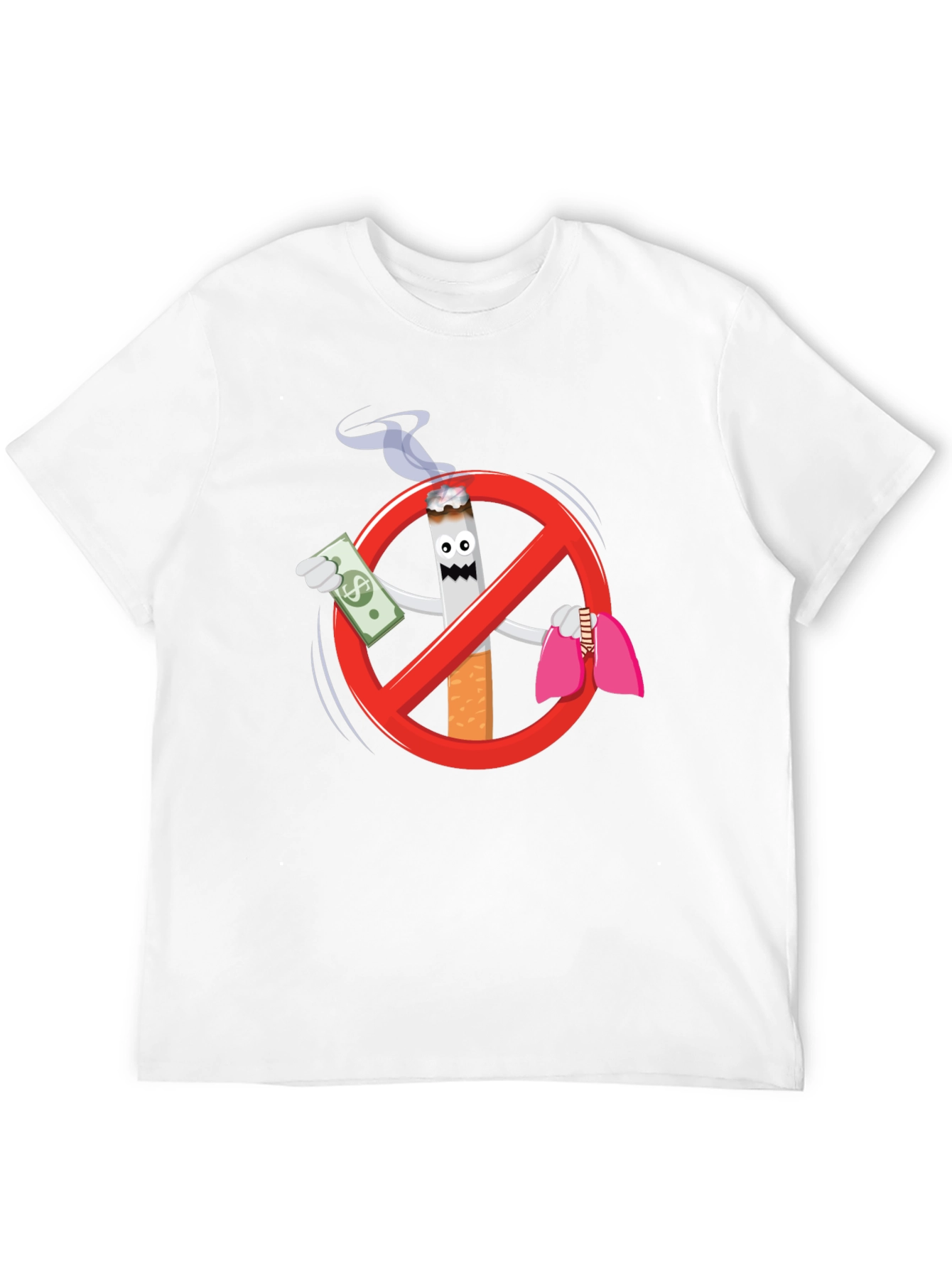 Anti-Smoking Cartoon Graphic Black T-Shirt