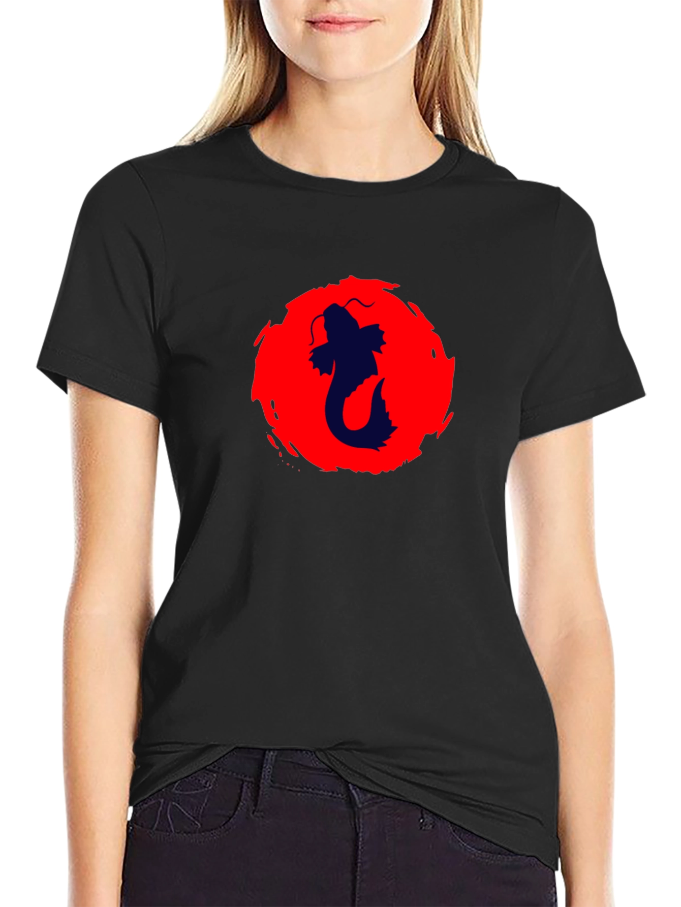 Koi Fish Graphic Black T-Shirt
