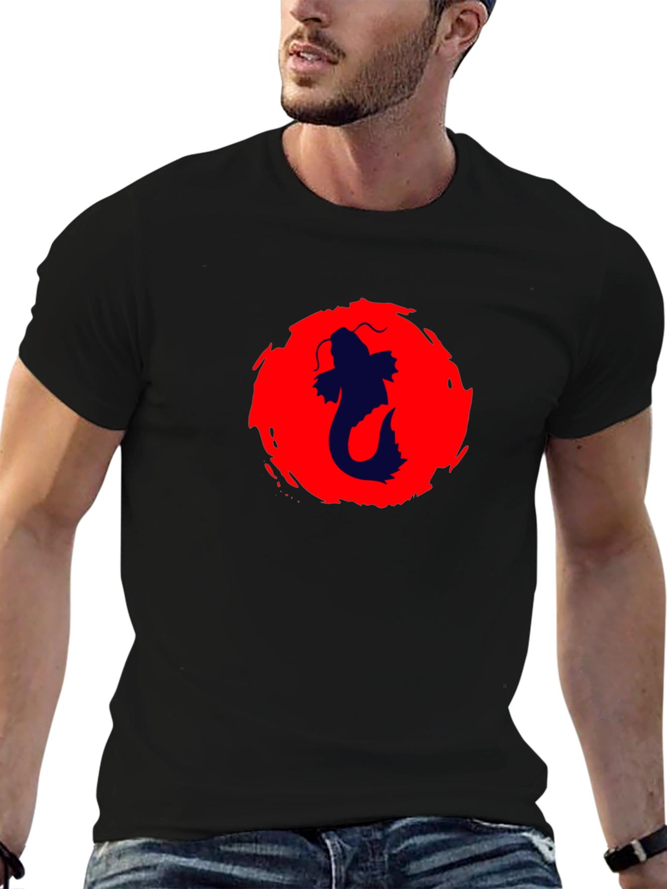 Koi Fish Graphic Black T-Shirt