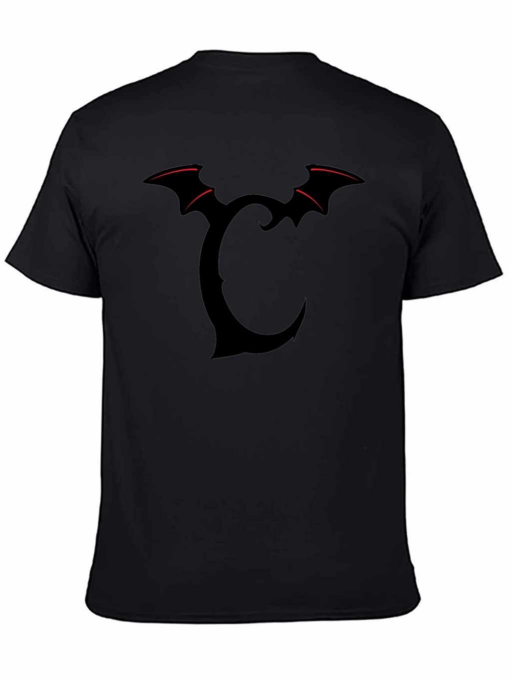 Bat Wing Initial T-Shirt - Dark Gothic Style