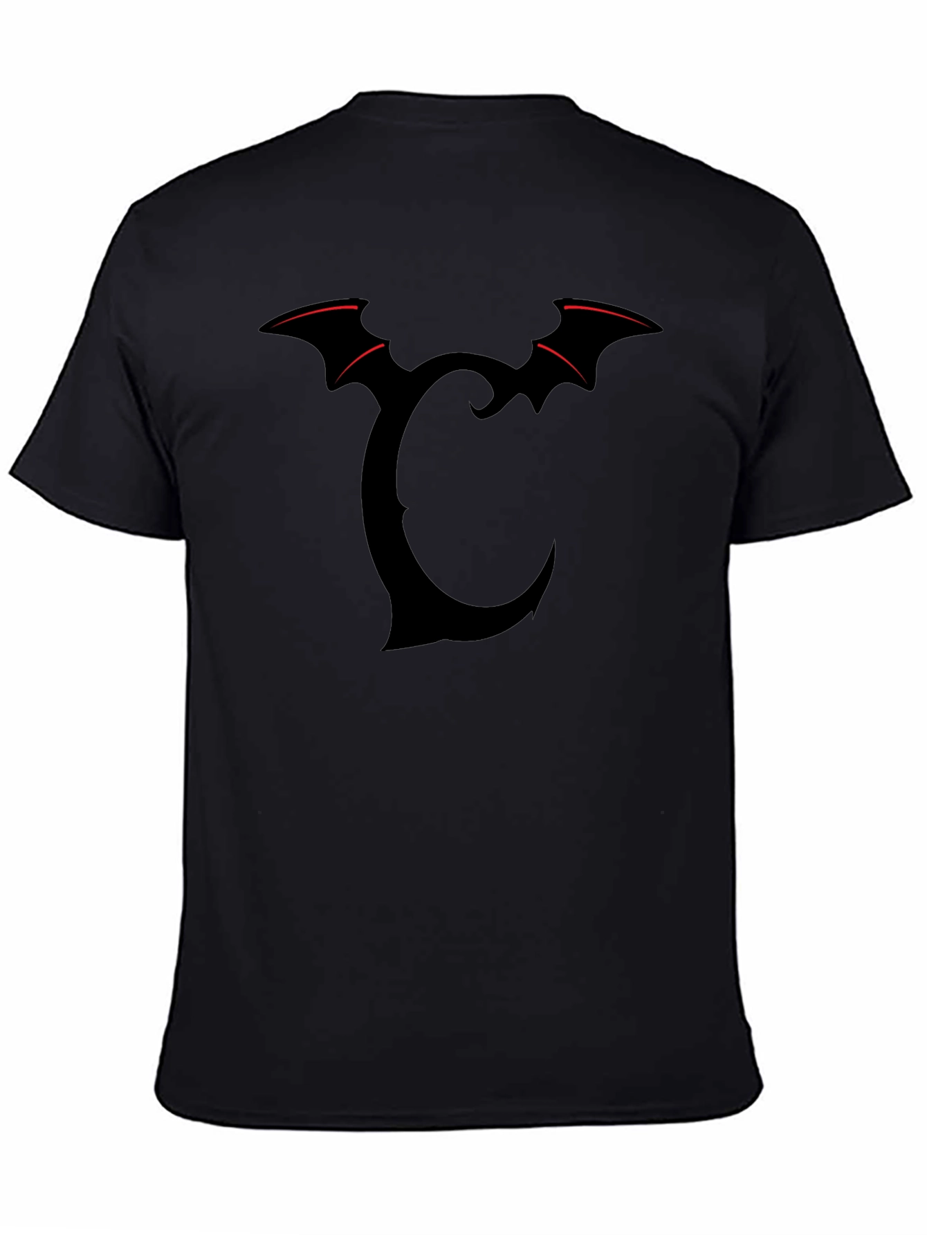 Bat Wing Initial T-Shirt - Dark Gothic Style