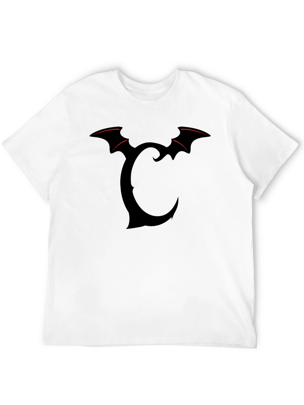 Bat Wing Initial T-Shirt - Dark Gothic Style
