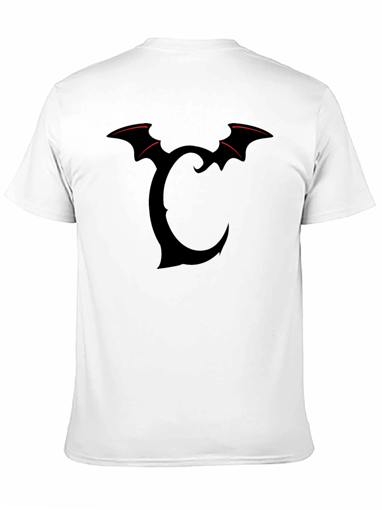 Bat Wing Initial T-Shirt - Dark Gothic Style