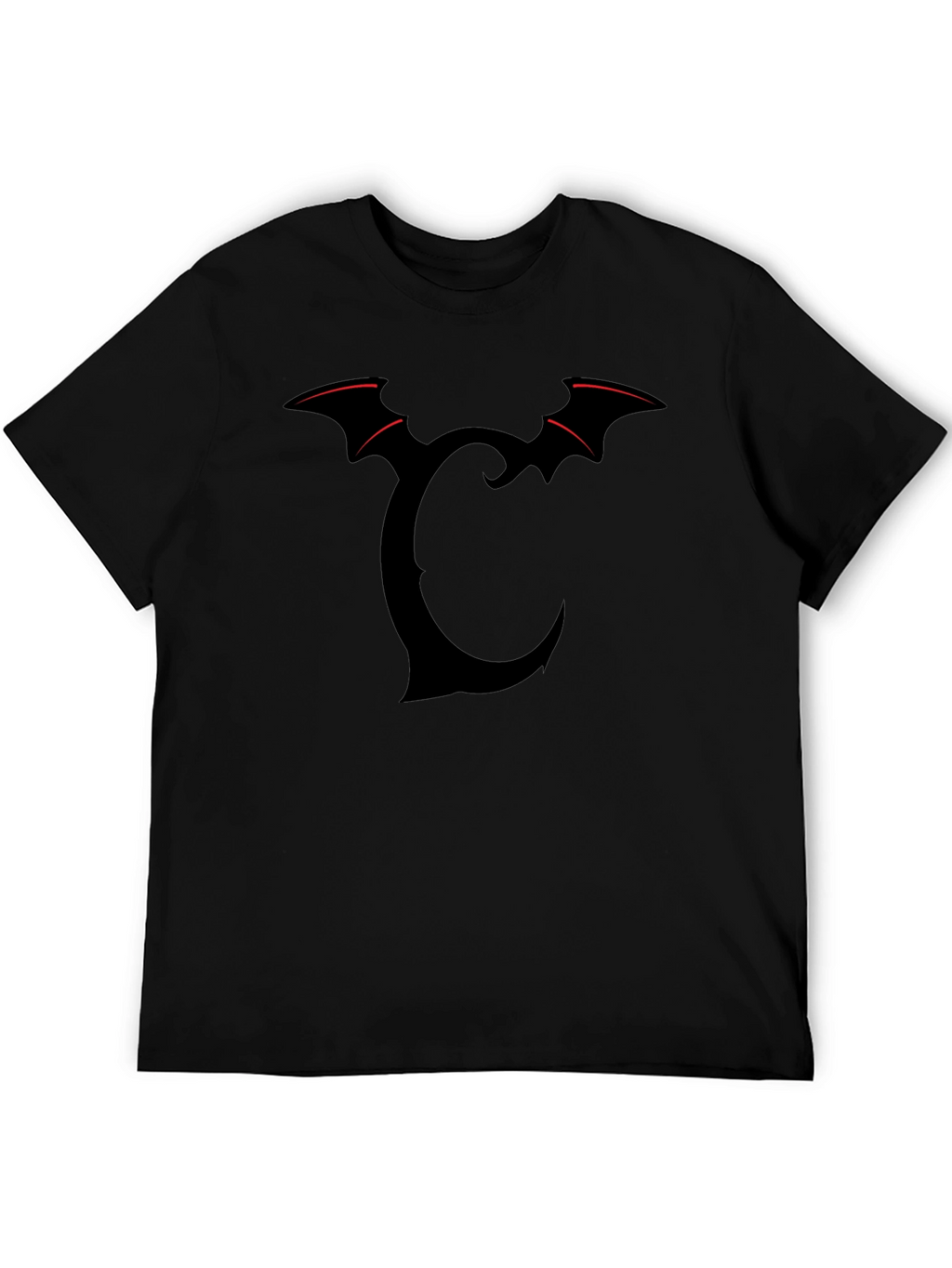 Bat Wing Initial T-Shirt - Dark Gothic Style