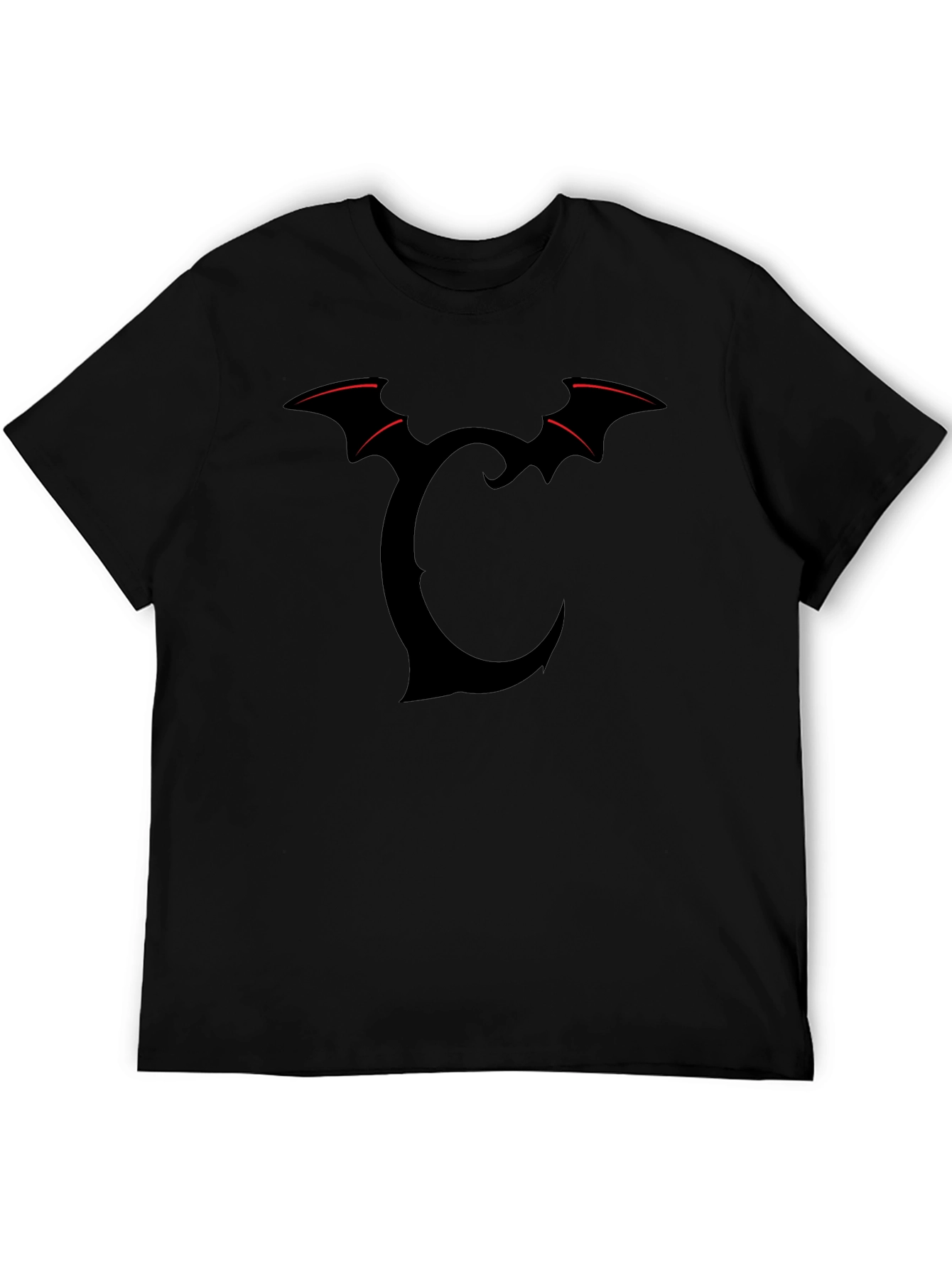 Bat Wing Initial T-Shirt - Dark Gothic Style