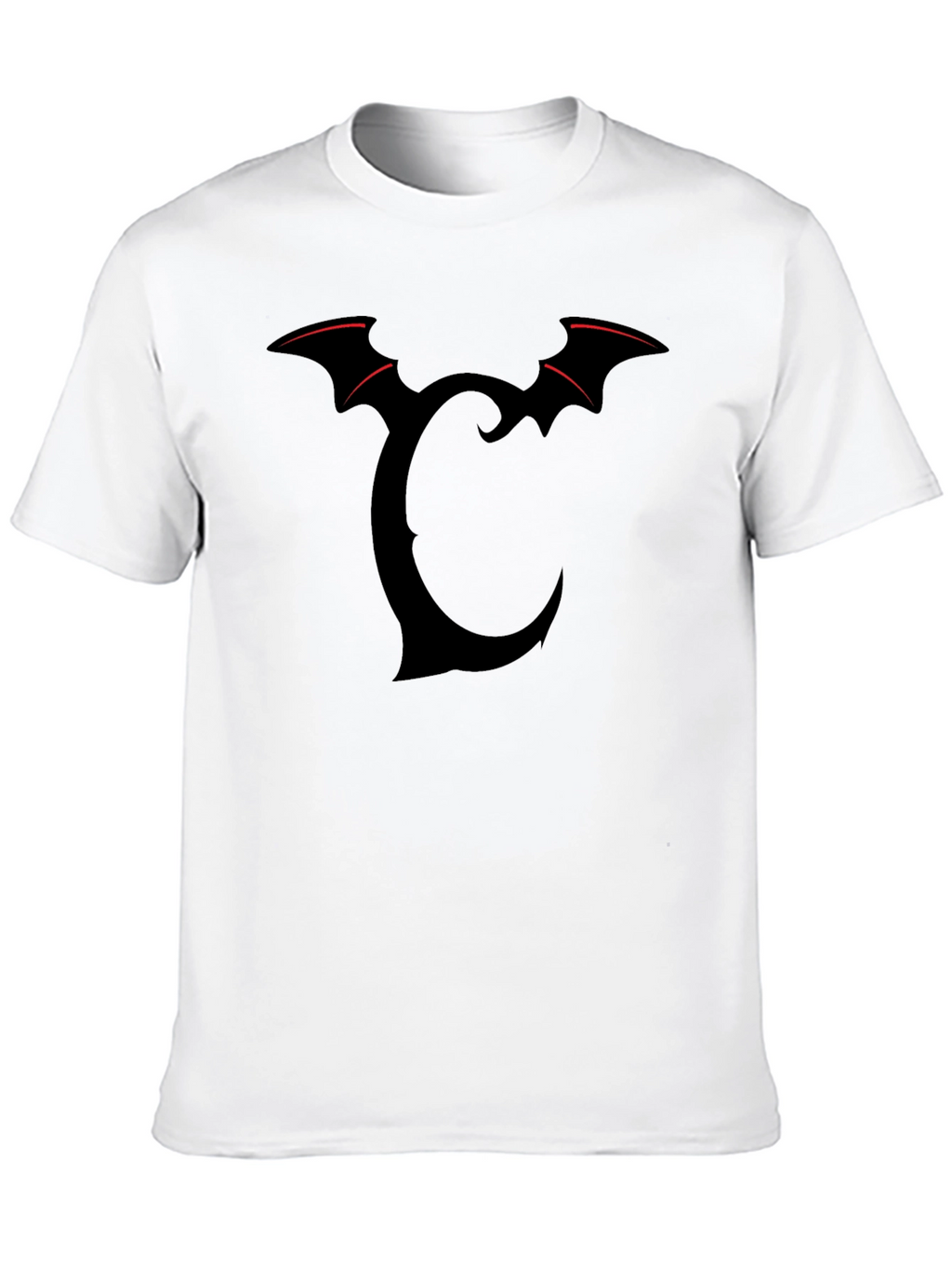 Bat Wing Initial T-Shirt - Dark Gothic Style