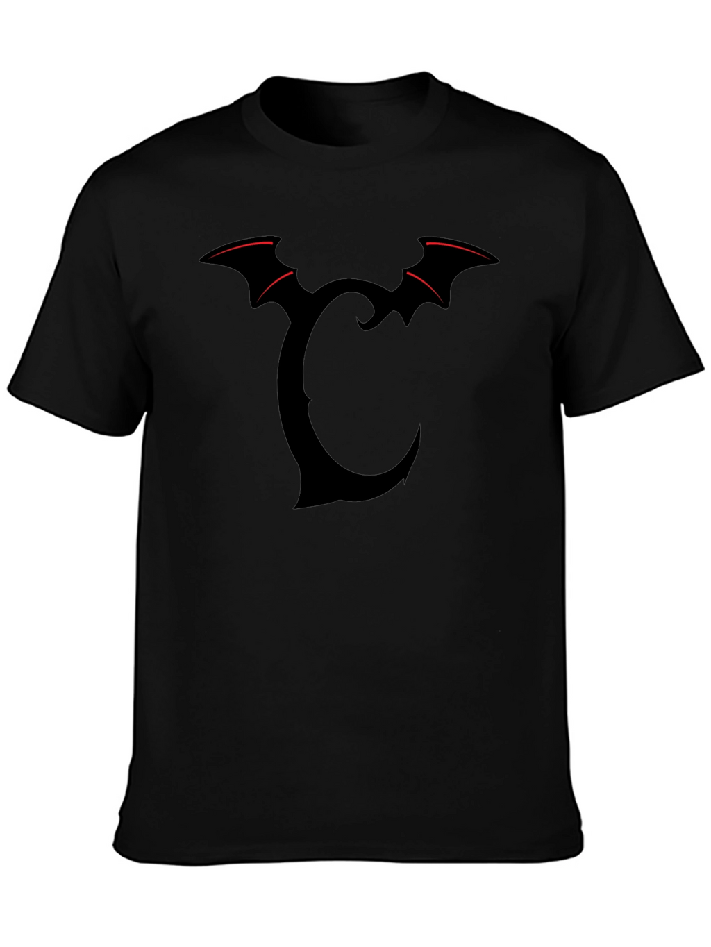 Bat Wing Initial T-Shirt - Dark Gothic Style
