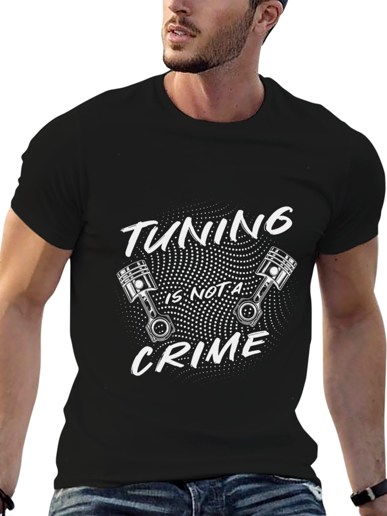 Tuning Is Not A Crime Black Graphic Tee