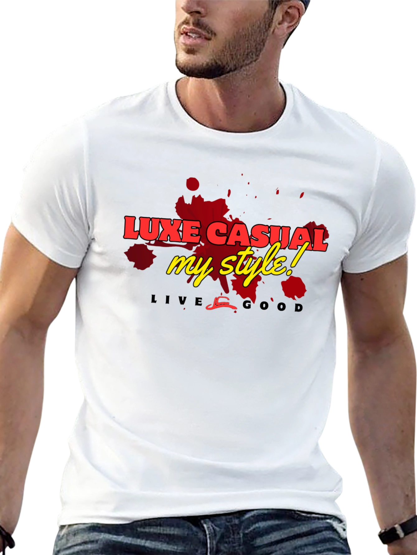 Luxe Casual Graphic Tee - Stylish Mens Black T-Shirt