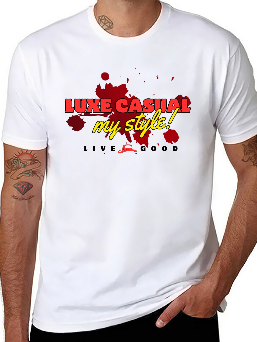 Luxe Casual Graphic Tee - Stylish Mens Black T-Shirt