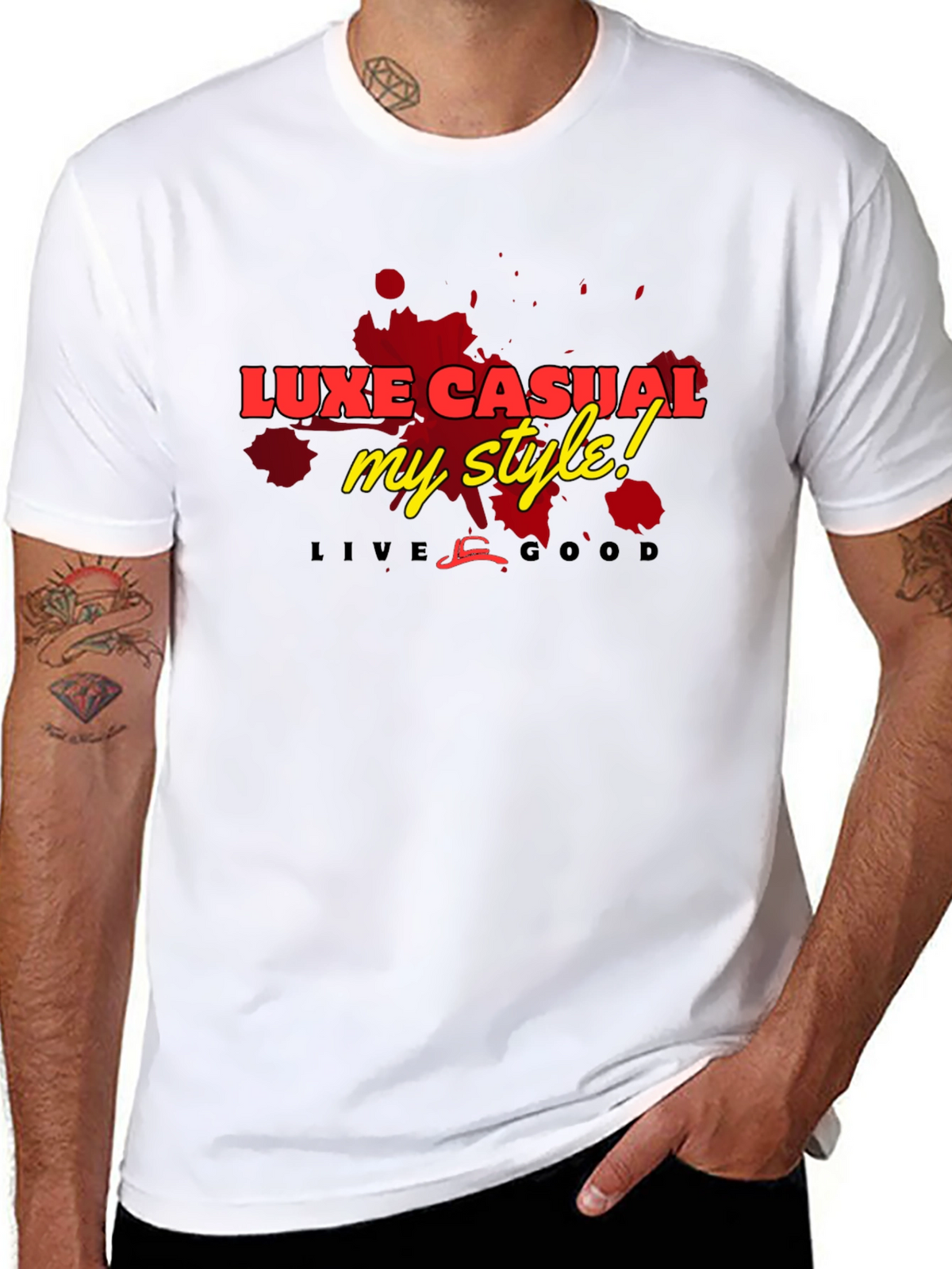 Luxe Casual Graphic Tee - Stylish Mens Black T-Shirt