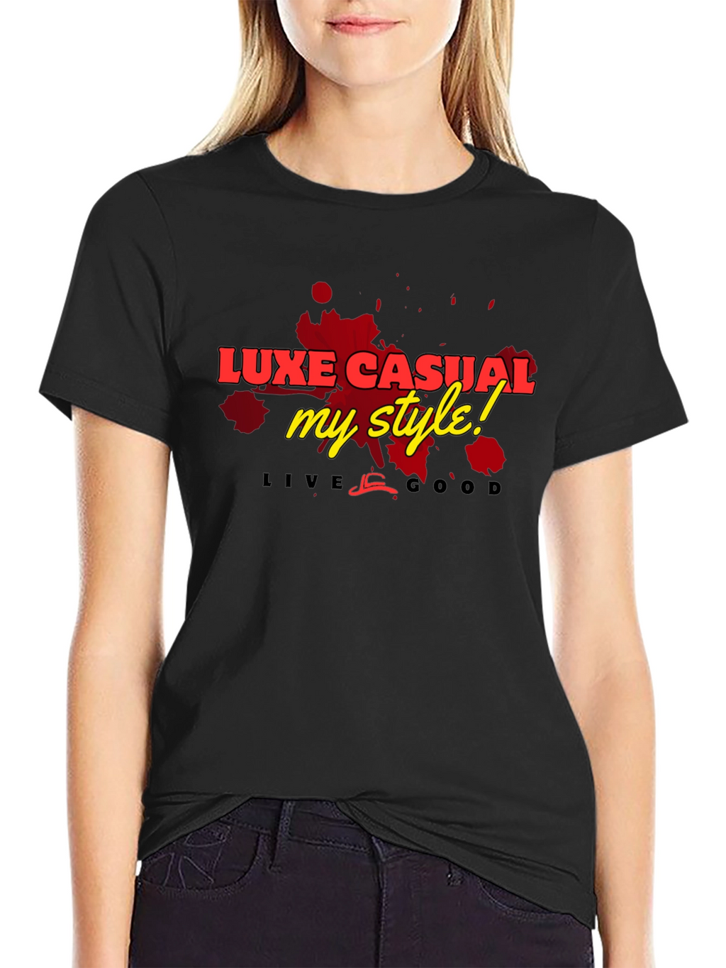 Luxe Casual Graphic Tee - Stylish Mens Black T-Shirt