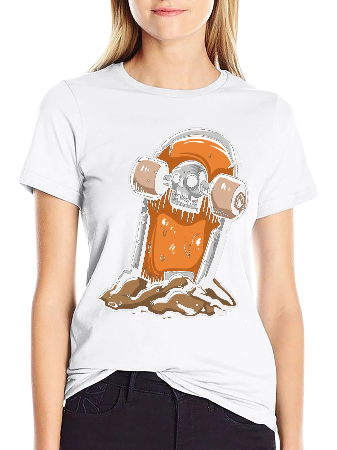 Skateboarding Skull T-Shirt - Black