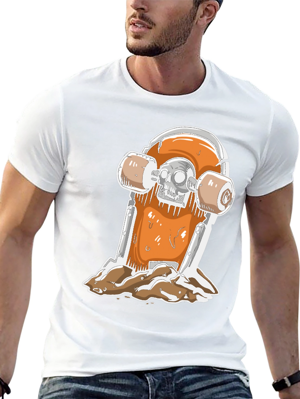 Skateboarding Skull T-Shirt - Black
