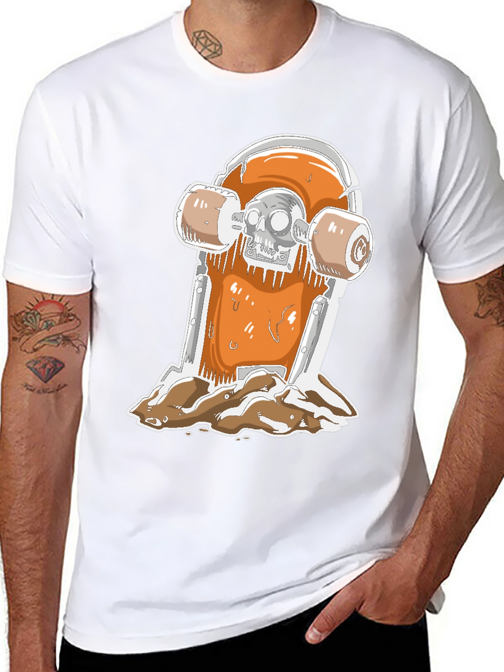 Skateboarding Skull T-Shirt - Black