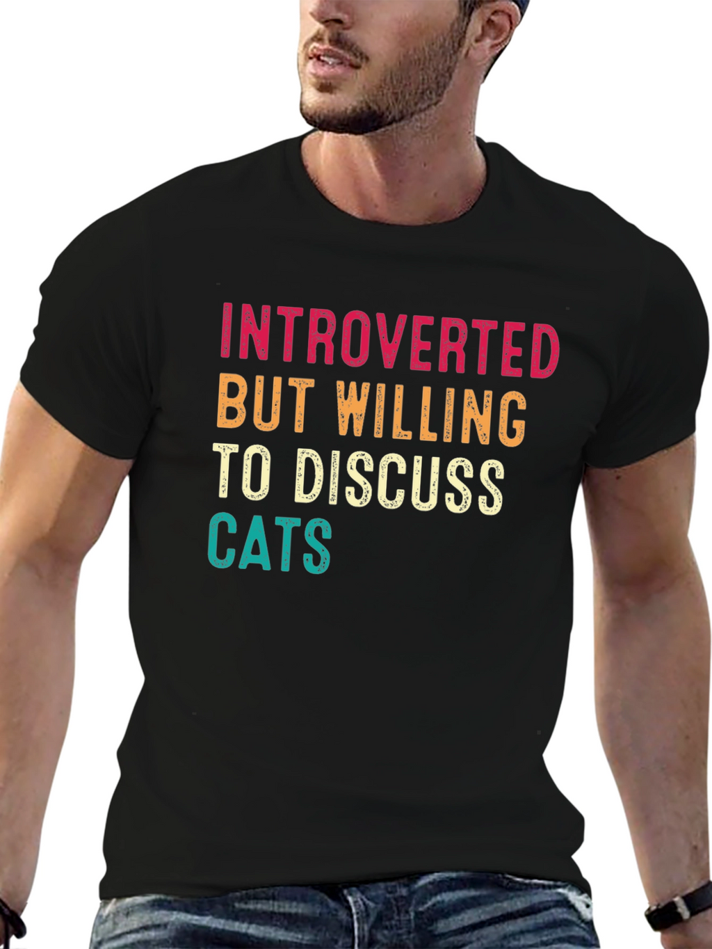 Introverted Cat Lover Tee - Funny Graphic T-Shirt
