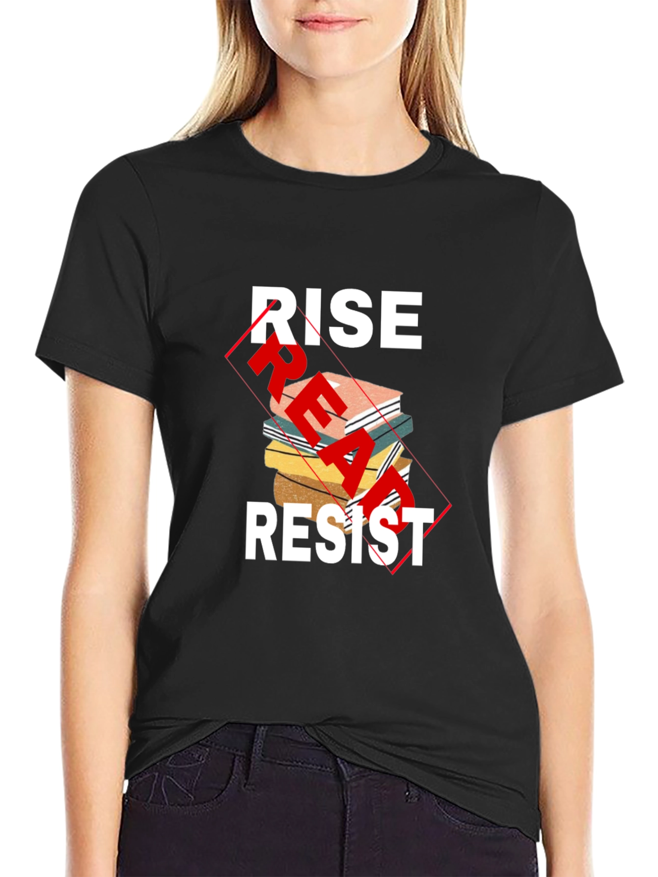 Rise Read Resist Graphic Tee - Black Cotton Comfort