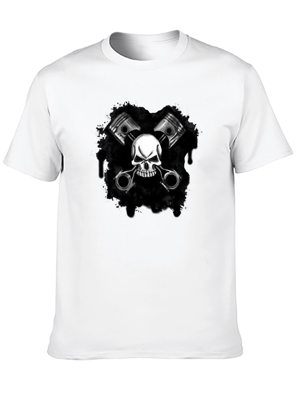 Skull & Pistons Graphic Black T-Shirt