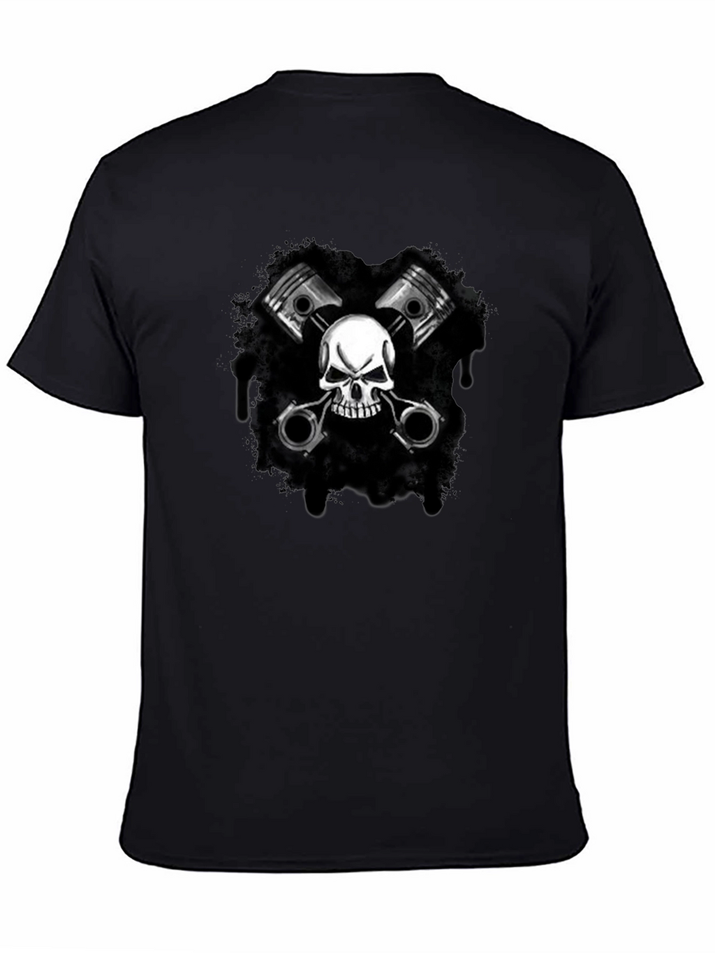 Skull & Pistons Graphic Black T-Shirt
