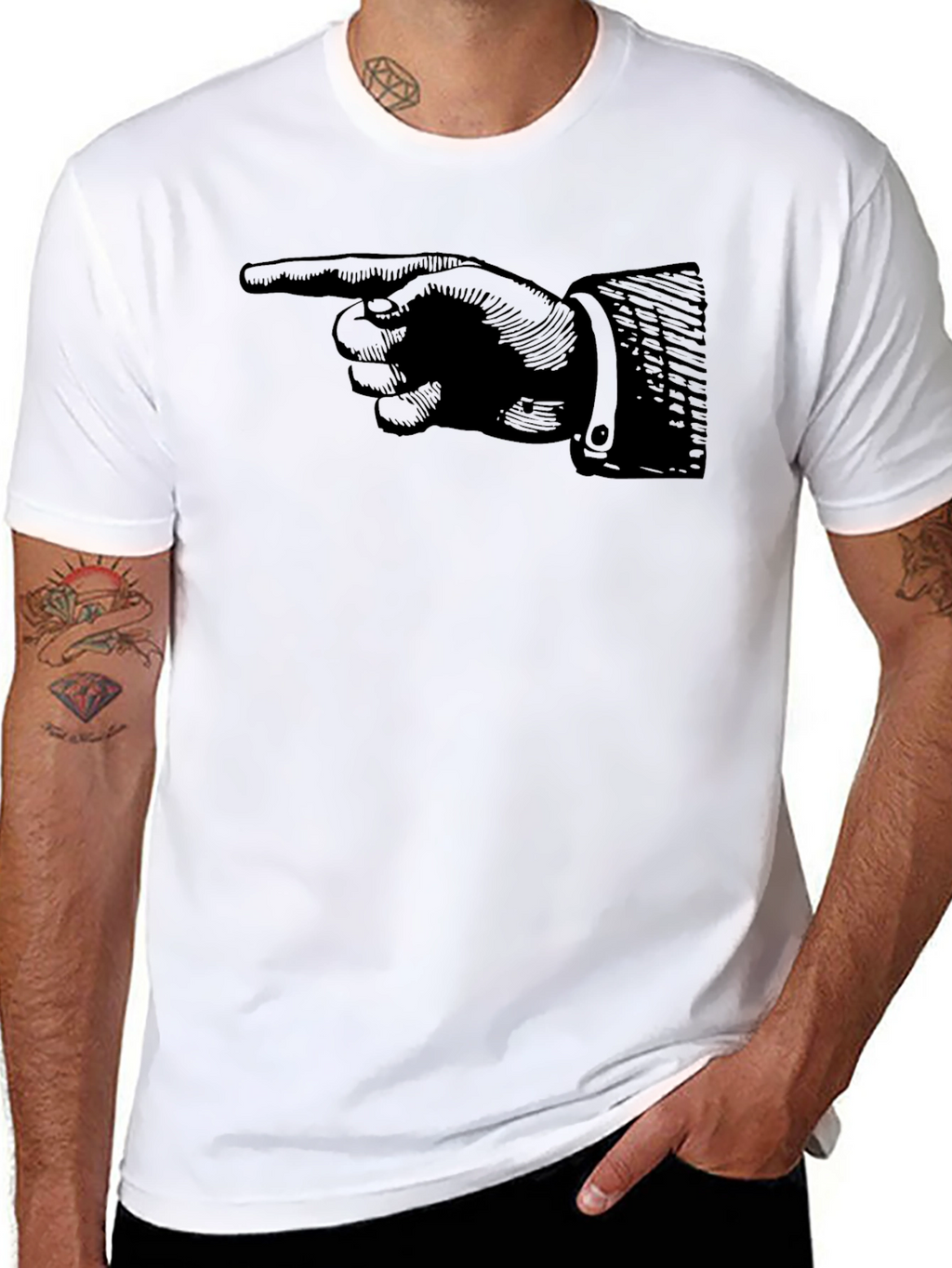 Pointing Finger Graphic Tee - Classic Black