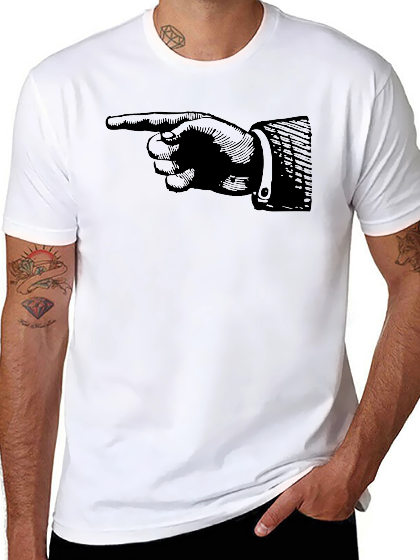 Pointing Finger Graphic Tee - Classic Black