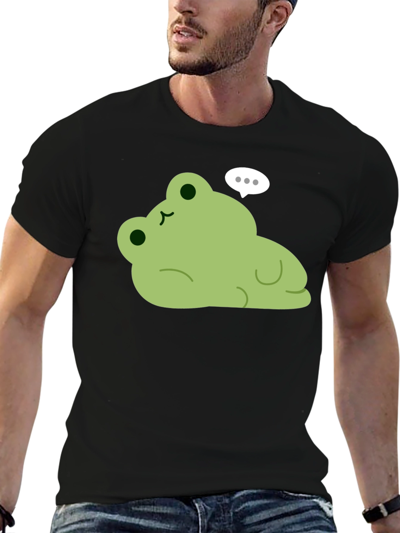 Cute Frog Graphic Black T-Shirt