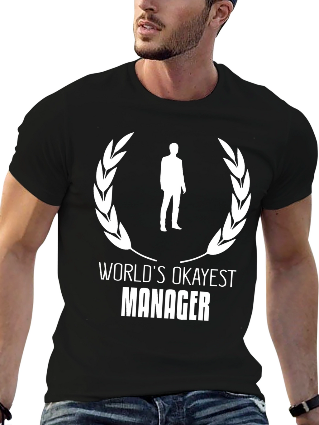 Worlds Okayest Manager Black T-Shirt