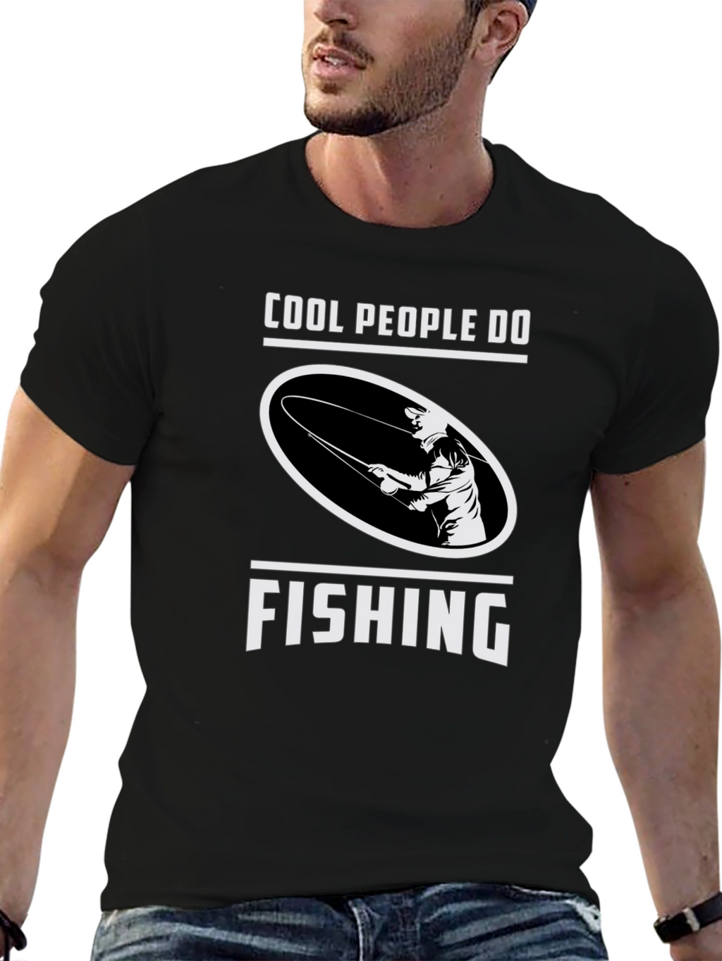 Cool People Fish Black Graphic Tee