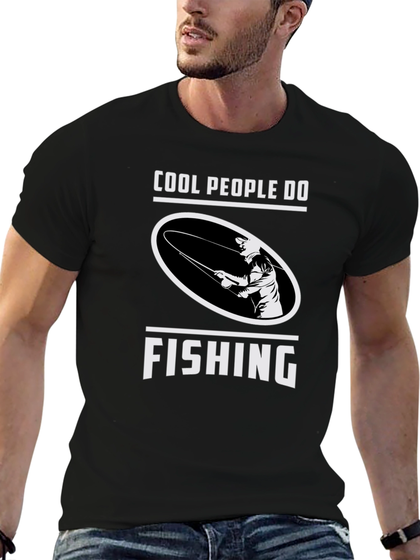 Cool People Fish Black Graphic Tee
