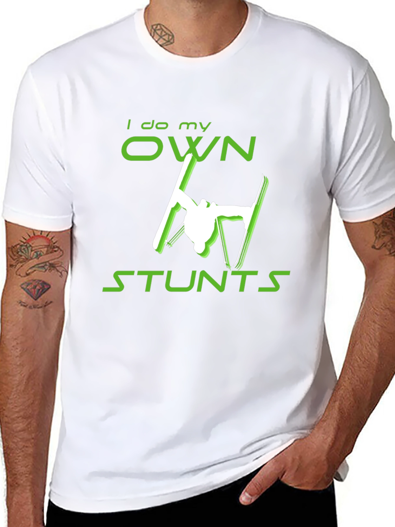 I Do My Own Stunts Skiing Graphic Tee