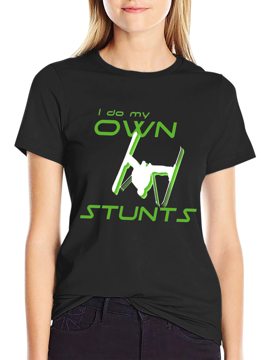 I Do My Own Stunts Skiing Graphic Tee
