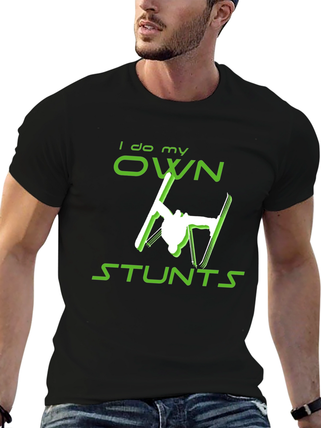 I Do My Own Stunts Skiing Graphic Tee