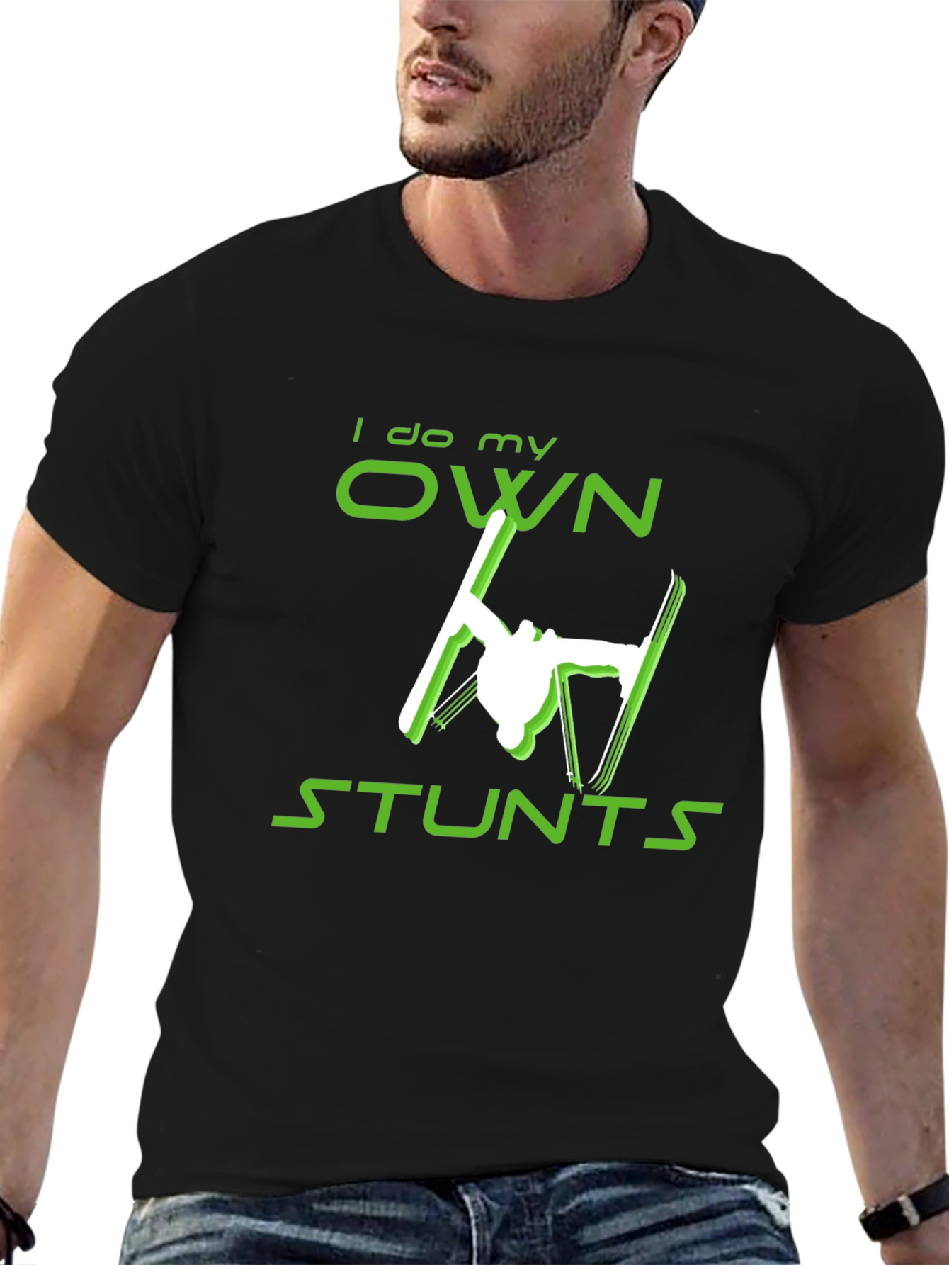 I Do My Own Stunts Skiing Graphic Tee