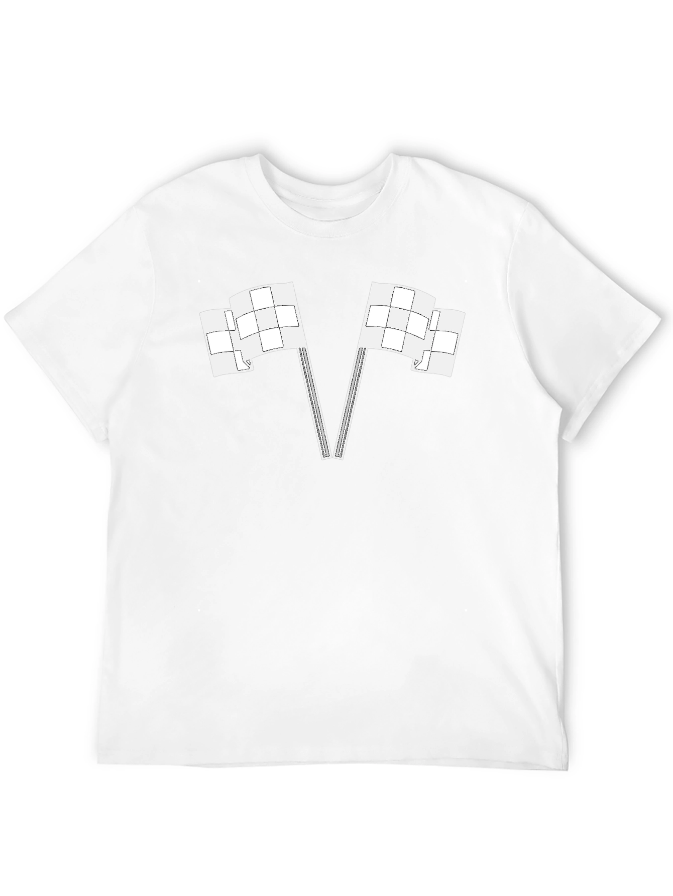 Racing Flags Graphic Tee - Black Cotton Casual Shirt