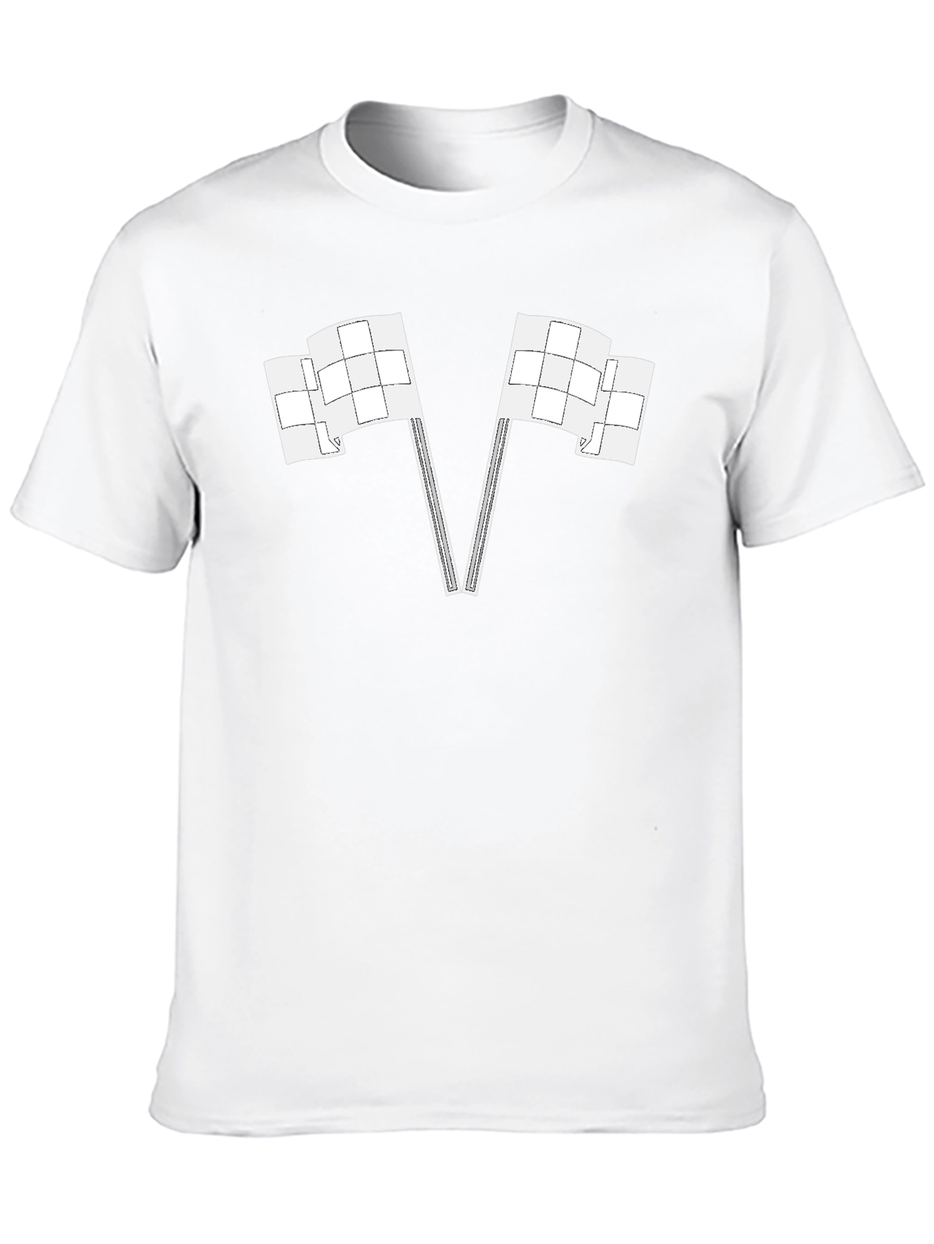 Racing Flags Graphic Tee - Black Cotton Casual Shirt