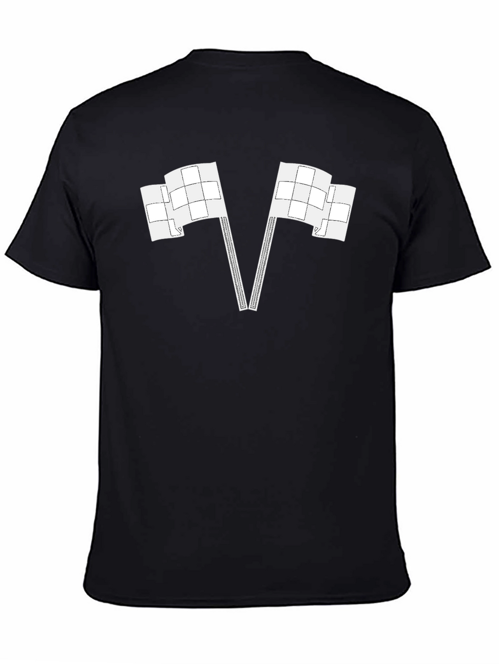 Racing Flags Graphic Tee - Black Cotton Casual Shirt