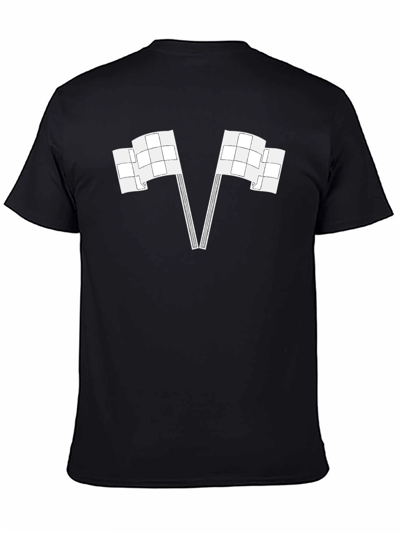 Racing Flags Graphic Tee - Black Cotton Casual Shirt
