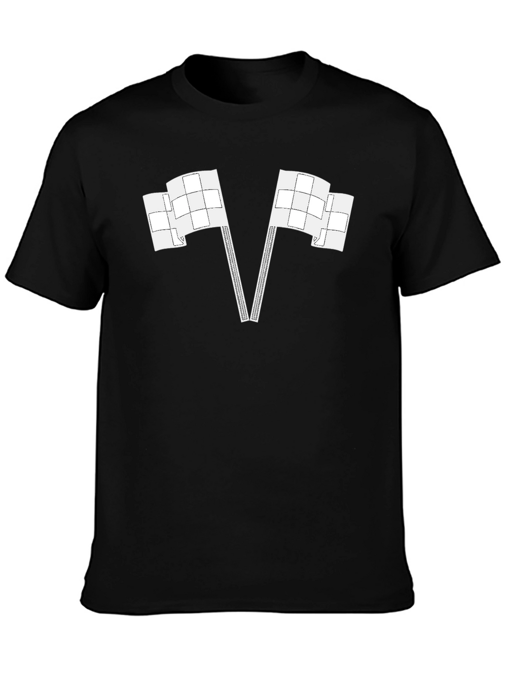 Racing Flags Graphic Tee - Black Cotton Casual Shirt