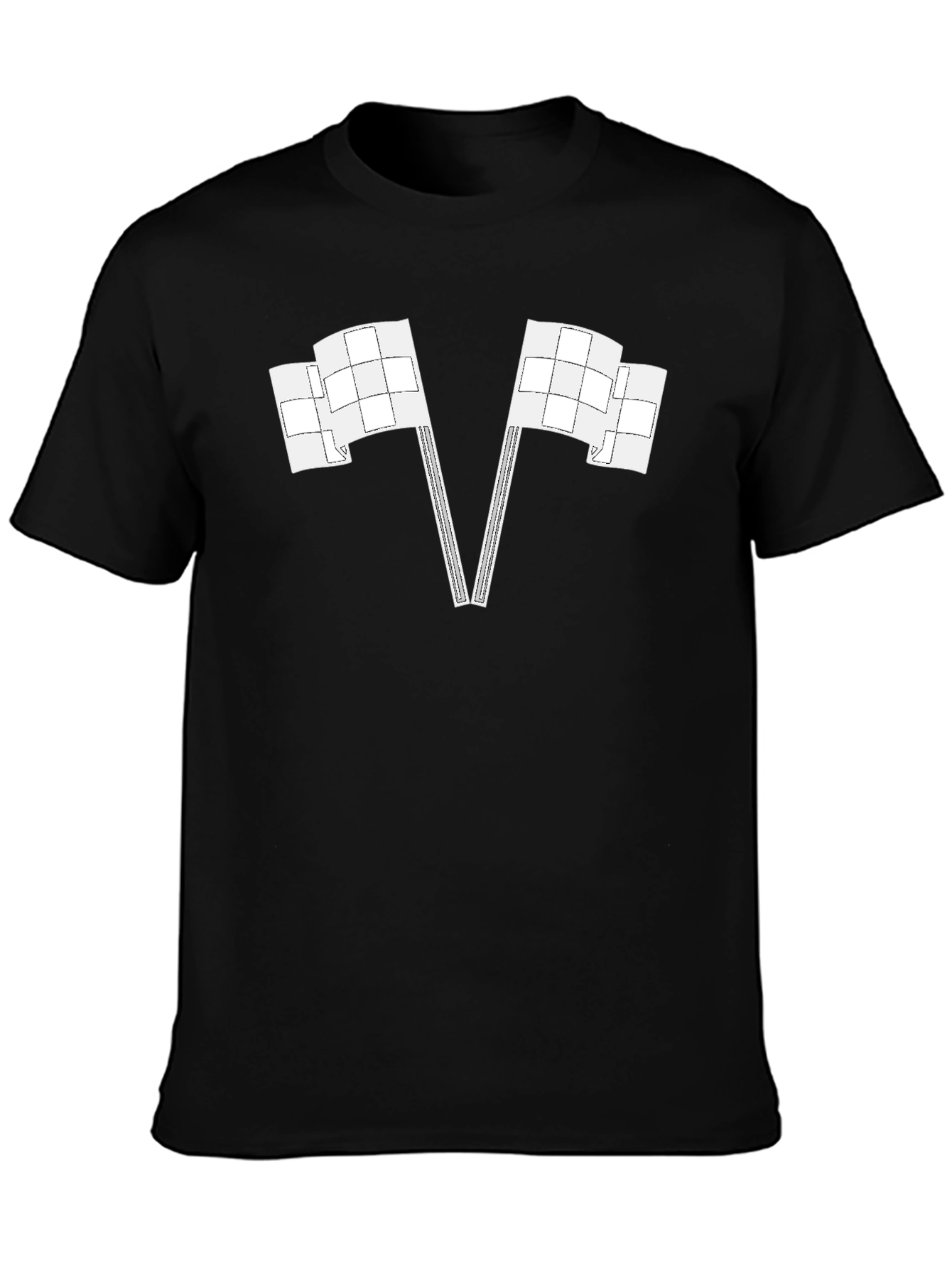 Racing Flags Graphic Tee - Black Cotton Casual Shirt