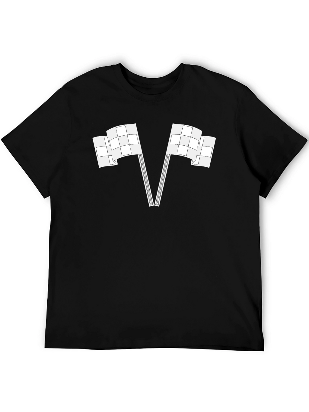 Racing Flags Graphic Tee - Black Cotton Casual Shirt