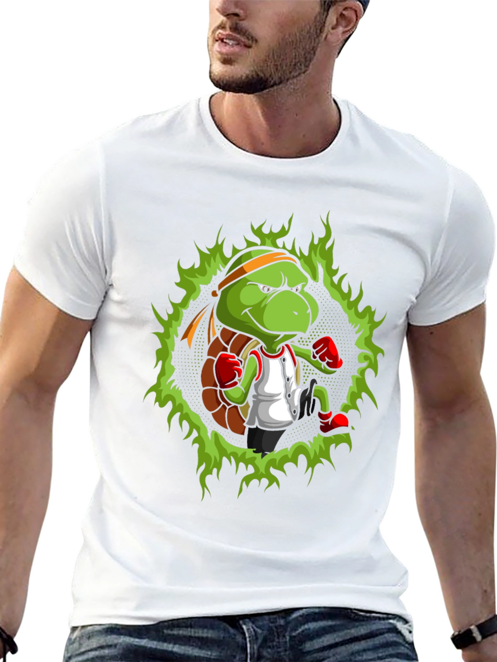 Turtle Ninja Boxer T-Shirt - Cool Cartoon Design