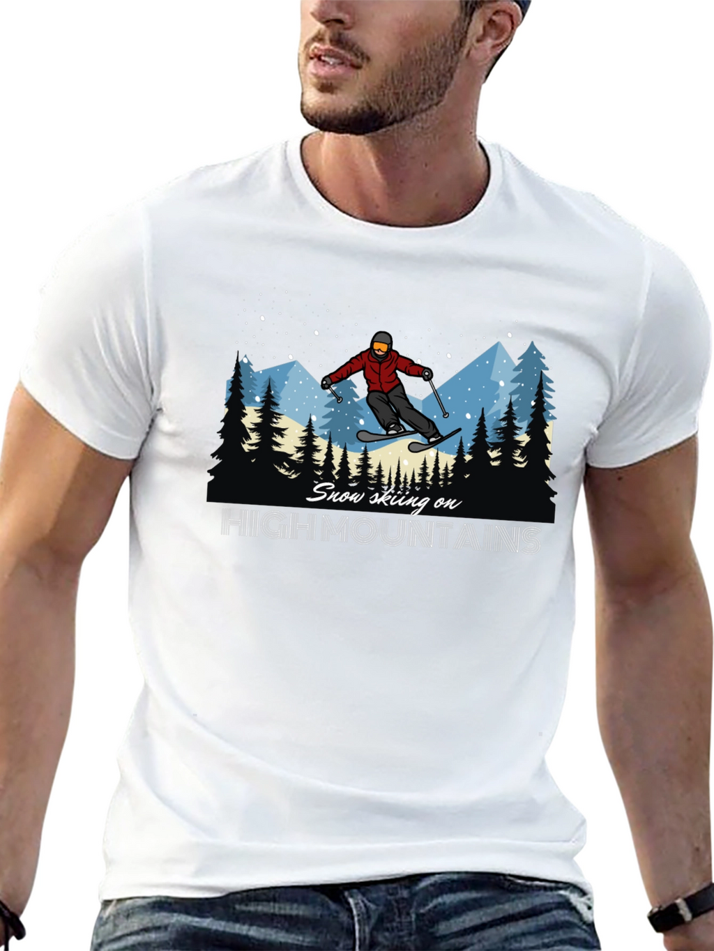 Snow Skiing High Mountains T-Shirt