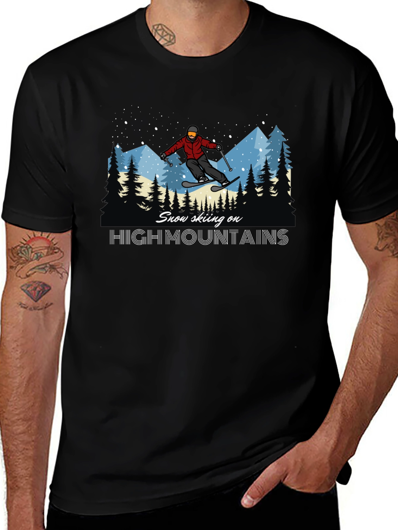 Snow Skiing High Mountains T-Shirt