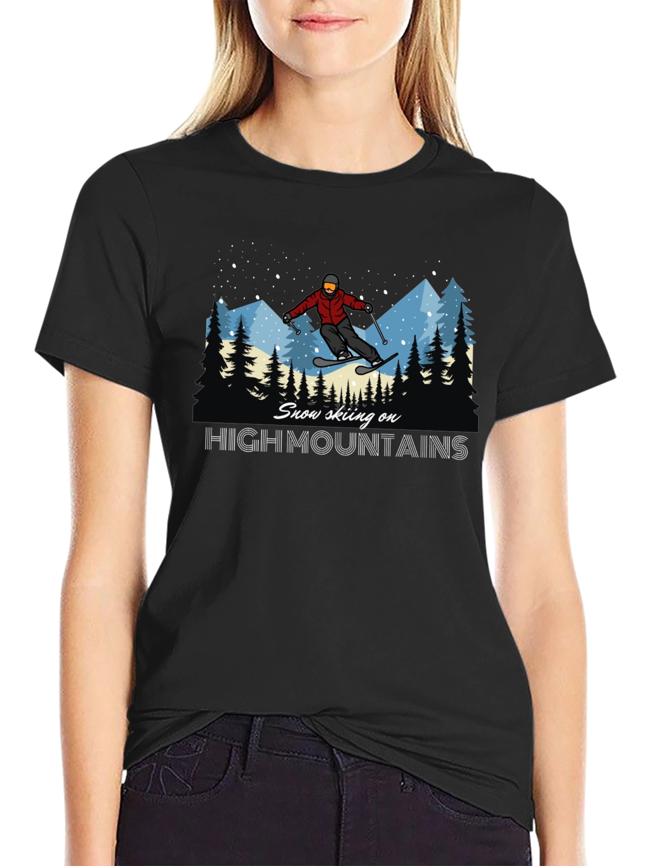 Snow Skiing High Mountains T-Shirt